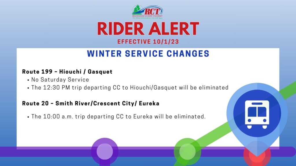 Rider Alert Effective October 1, 2023 Winter Service Changes