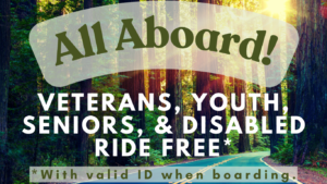 Veterans, youth, seniors, and disabled ride free